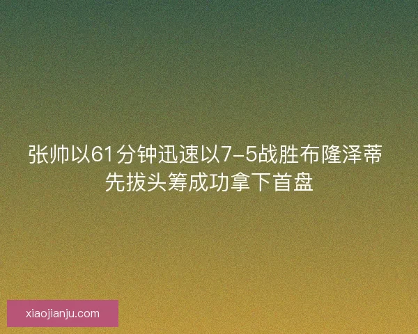 张帅以61分钟迅速以7-5战胜布隆泽蒂 先拔头筹成功拿下首盘