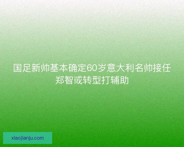 国足新帅基本确定60岁意大利名帅接任郑智或转型打辅助
