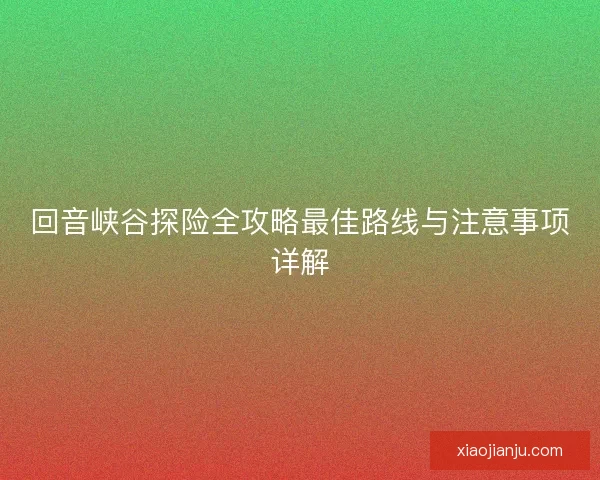 回音峡谷探险全攻略最佳路线与注意事项详解