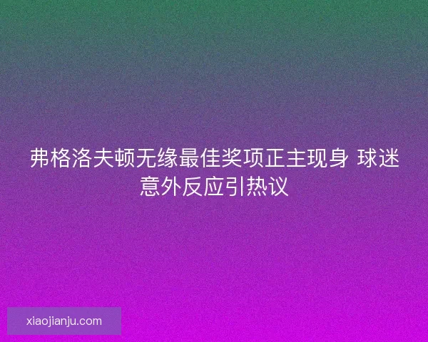 弗格洛夫顿无缘最佳奖项正主现身 球迷意外反应引热议
