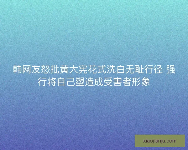 韩网友怒批黄大宪花式洗白无耻行径 强行将自己塑造成受害者形象 韩网友怒批黄大宪花式洗白无耻行径 强行将自己塑造成受害者形象