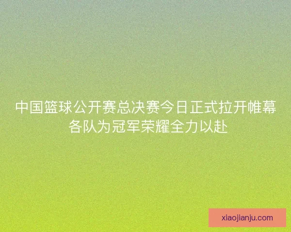 中国篮球公开赛总决赛今日正式拉开帷幕 各队为冠军荣耀全力以赴